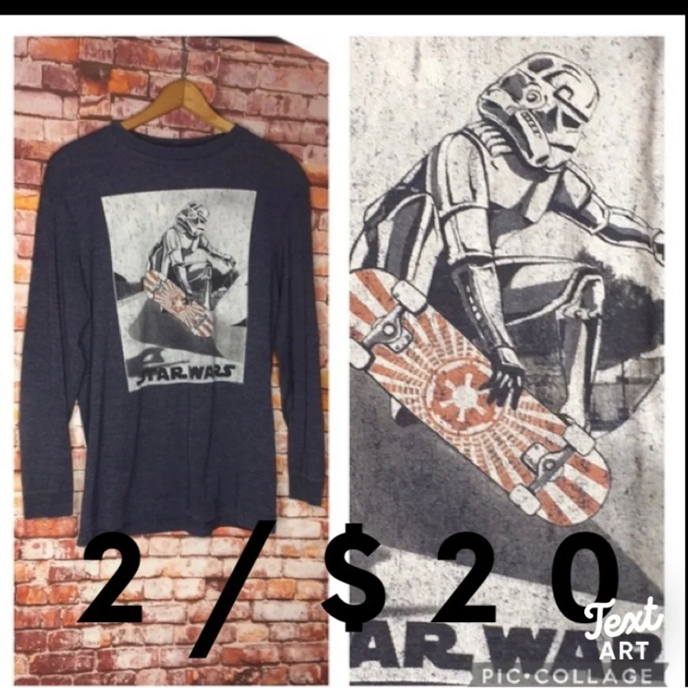 Old Navy Blue Long Sleeved Graphic Star Wars Storm Ship Trooper Tee